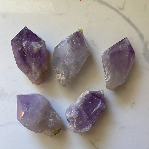 Raw Natural Purple Amethyst Gemstone Chunks 5 total - Picture 1 of 4